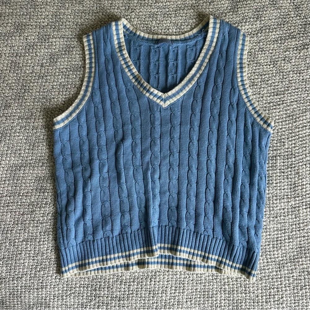 Brandy Melville John Galt Blue Cable Knit Sweater Vest